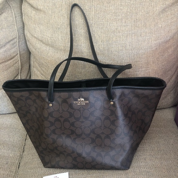 Coach Handbags - Large Coach Signsture Tote in Brown with Black Logo